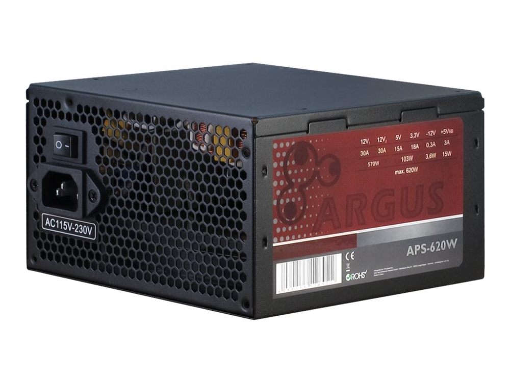 Argus Aps-620W - Strømforsyning (Intern) - Atx12v 2.31 - Ac 115/230 V - 620 Watt - Aktiv Pfc
