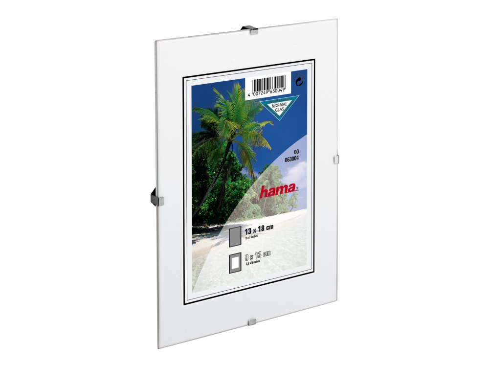 Hama Frameless Picture Holder Clip-Fix - Fotohållare - Designat För: 2,75 X 4 Tum (7 X 10 Cm) - Glas - Rektangulär