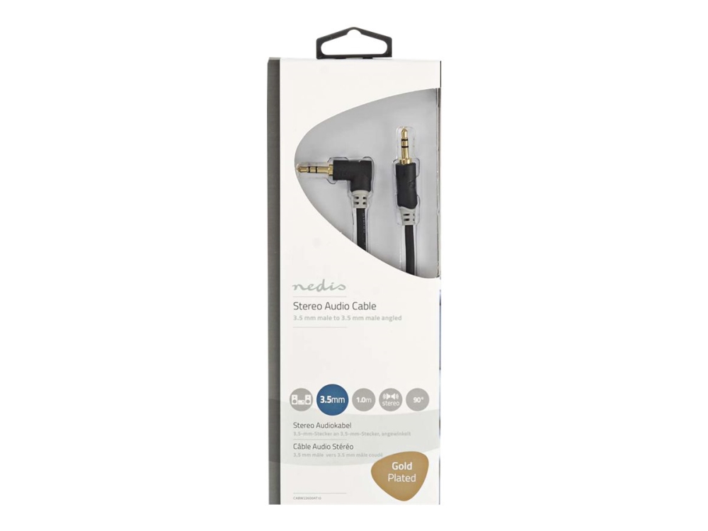 Nedis - Audiokabel - Mini-Phone Stereo 3.5 Mm Han Lige Til Mini-Phone Stereo 3.5 Mm Han Vinklet - 1 M - Antracit (Sort) - Rund
