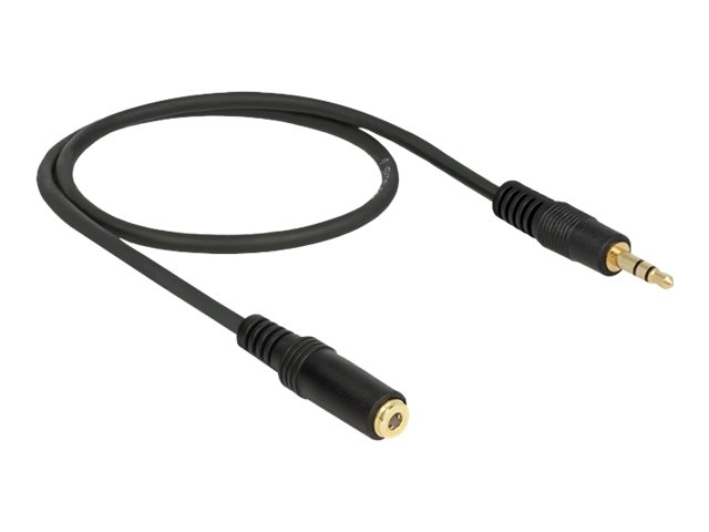 Delock - Forlængerkabel Til Audio - Mini-Phone Stereo 3.5 Mm Hun Til Mini-Phone Stereo 3.5 Mm Han - 50 Cm - Sort