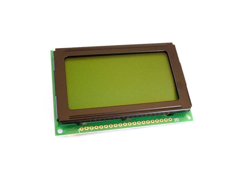 Näyttö Elektroniikka LC-näyttö Keltainen vihreä 128 x 64 pikseliä (L x K x S) 75,00 x 53,00 x 9,6 mm