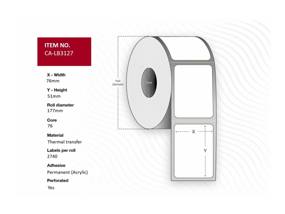 Capture - Mat - permanent akryllisk klæbemiddel - belagt - perforeret - hvid - 76 x 51 mm 16440 etikette(r) (6 rulle(r) x 2740) etiketter (alternativ til: Zebra 76055)
