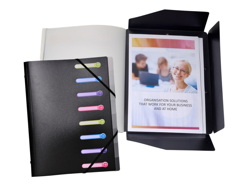 Sorteringsmapp Exacompta svart A4 med 8 fack | Arkivering - Elastikmappar & Chartekker - Sortering mappar | GameStuff