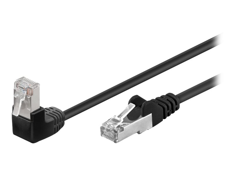 goobay - Nätverkskabel - RJ-45 (hane) till RJ-45 (hane) - 25 cm - F/UTP (folieöverdraget oskärmat tvinnat par) - CAT 5e - formpressad, hakfri, 90° anslutning - svart | Datortillbehör - Kablar & adaptrar - Nätverkskablar | GameStuff