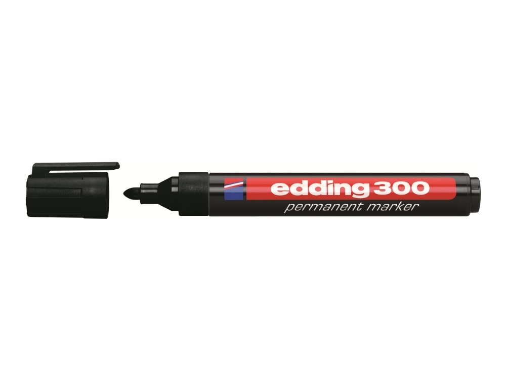 Edding 300 - Markør - Permanent - Sort, Rød, Blå, Grøn - 1.5-3 Mm (Pakke Med 4)