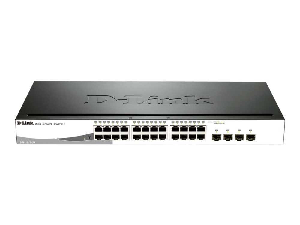 D-Link Web Smart Dgs-1210-24P - Switch - Administreret - 24 X 10/100/1000 (Poe) + 4 X Kombi Gigabit Ethernet/Gigabit Sfp - Desktop, Monterbar På Stat