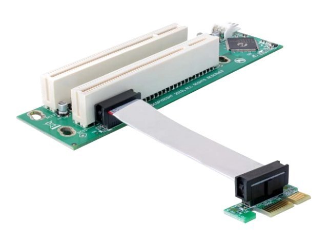 Delock Riser card PCI Express x1 > 2x PCI 32Bit 5 V with flexible cable 9 cm left insertion - Kort för stigare | Datortillbehör - Styrenheter - Tillbehör | GameStuff