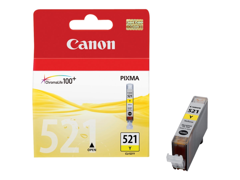 Canon Cli-521Y - 9 Ml - Gul - Original - Bläcktank - För Pixma Ip3600, Ip4700, Mp540, Mp550, Mp560, Mp620, Mp630, Mp640, Mp980, Mp990, Mx860, Mx870