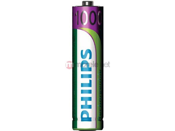 Philips Rechargeables Akku R03b4rtu10/10, Wiederaufladbarer Akku, Aaa, Nickel-Metallhydrid (Nimh), 1,2 V, 1000 Mah, Cd (Cadmium), Hg (Quecksilber)