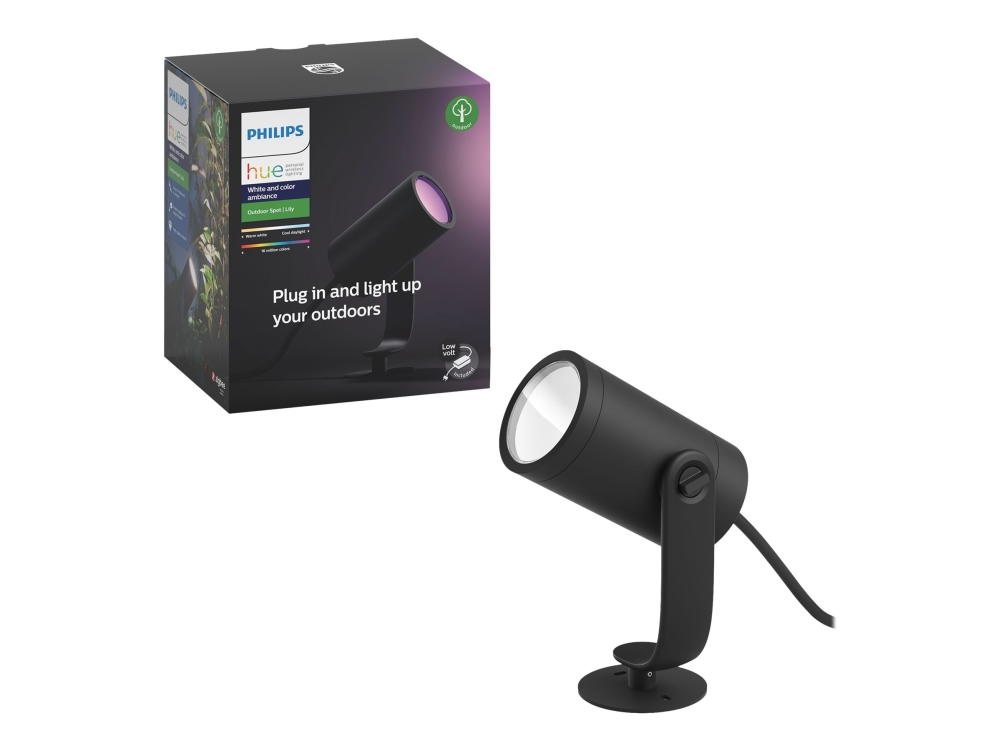 Philips Hue Lily Garden Spotlight - White And Coloured Light - 1-Spot - Black - Lowvolt - Base
