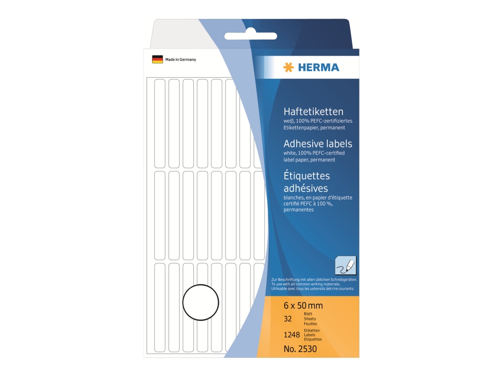 HERMA - Papir - permanent klæbemiddel - hvid - 6 x 50 mm 1248 etikette(r) (32 ark x 39) etiketter