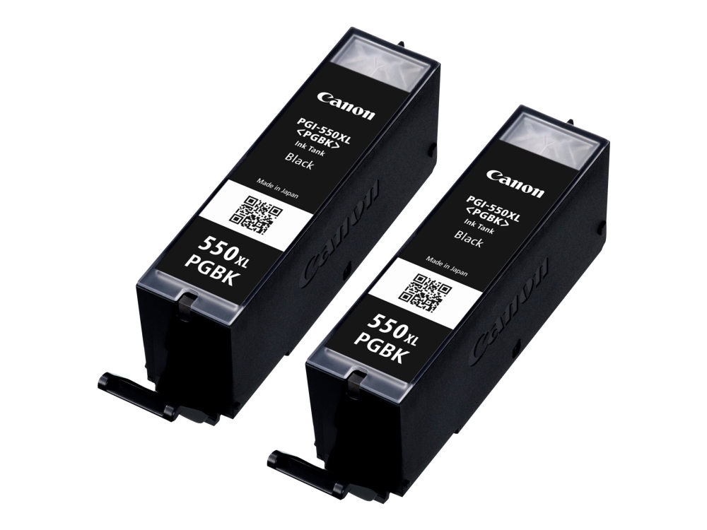 Canon Pgi-550Bk Tinte Schwarz (Doppelpack), Hohe (Xl-) Ausbeute, Tinte Auf Pigmentbasis, 22 Ml, 500 Seiten