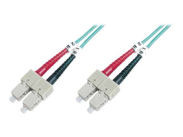 Digitus - Patchkabel - Sc Multimode (Stecker) Auf Sc Multimode (Stecker) - 3 M. - Glasfaser - 50 / 125 My - Om3 - Gebohrt, Halogenfrei - Aquamarin