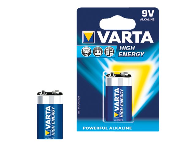Varta High Energy - Batteri 9V - alkaliskt - 550 mAh | EL Artiklar - Batteri - 9V batterier | GameStuff