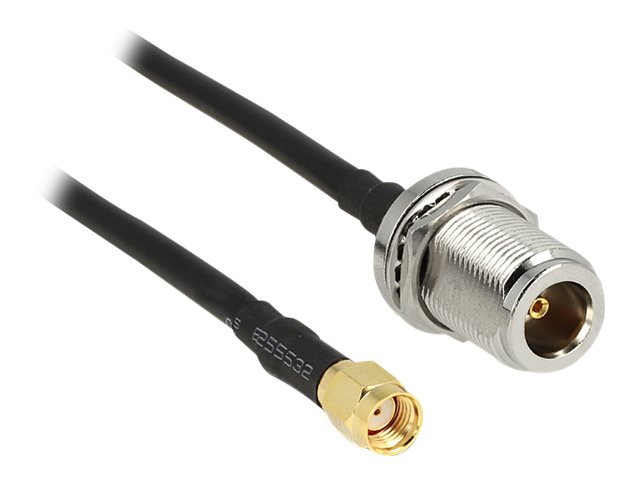 Delock - Antennkabel - RP-SMA hona till N-kontakt hona - 1.5 m - svart | EL Artiklar - Antenn - Antennkablar | GameStuff