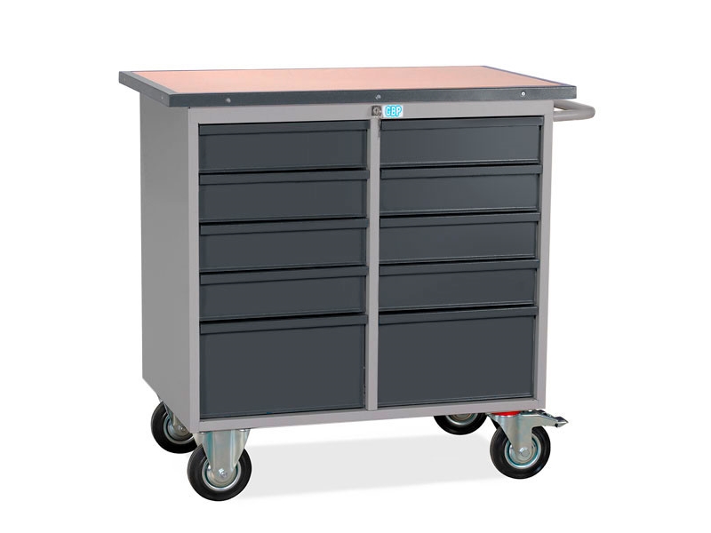 Værkstedsvogn SMV 10 skuffer, RAL7004/7024