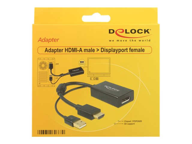 Delock - Video Transformer - Hdmi - Displayport - Sort - Detailsalg