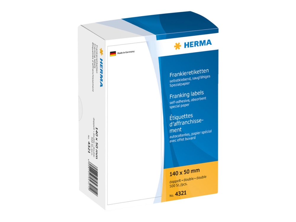 HERMA Franking labels - Papper - självhäftande - vit - 163 x 45 mm 1000 etikett (er) (500 ark x 2) etiketter | Papper & Emballage - Förpackning - Etiketter och märkning | GameStuff