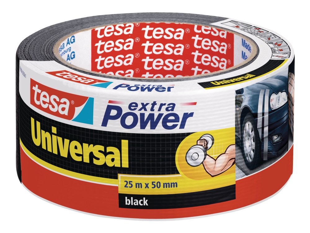 Tesa Extra Power - Befestigung - Handwerk - Kennzeichnung - Reparatur - Innen & Außen - Schwarz - Metall - Holz (56388-1-3)
