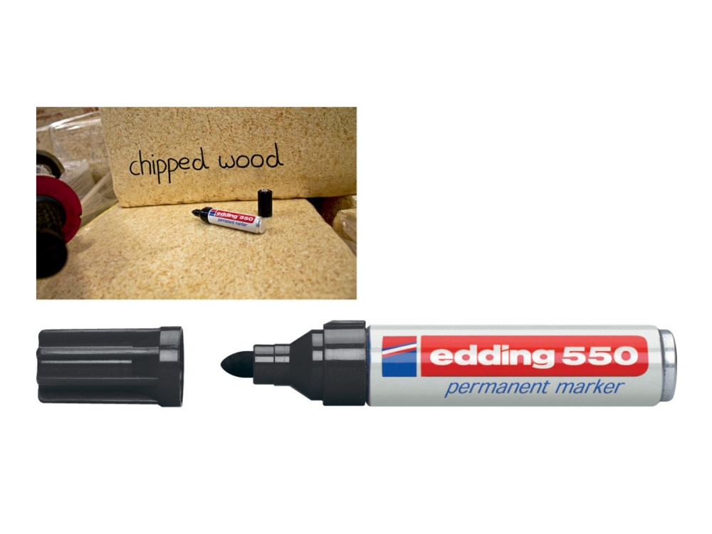 edding 550 - Markør - permanent - for glas, metal, plastik - sort - 3-4 mm