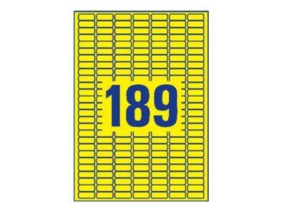 Avery L6037 - Gul - 10 X 25.4 Mm 3780 Stk. (20 Ark X 189) Etiketter