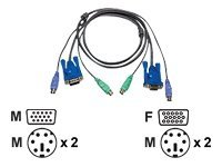 Aten 2L-5002P/C - Kabel Til Tastatur / Video / Mus (Kvm) - Ps/2, Hd-15 (Vga) (Han) Til Ps/2, Hd-15 (Vga) - 1,8 M - Für Aten Kh98 Ce 250 Masterview Co