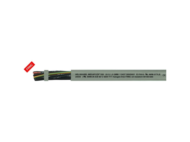 HELU MEGAFLEX® 500 Styreledning 2 x 0.50 mm² Grå 13344-500 500 m