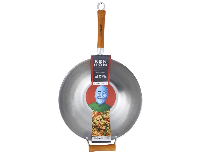 Ken Hom Excellence, Rund, Wok/Stirfry pande, Stål, Træ, Kulstofstål, 36 cm