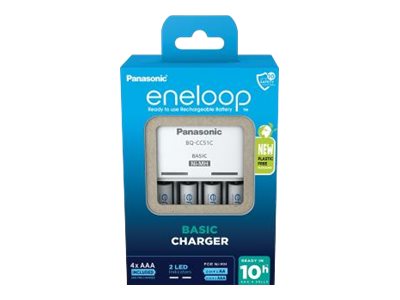 Panasonic Eneloop Basic Bq Cc51 Batteriladdare Plastfri För 4xaa/aaa 4 X Aaa Nimh 800 Mah Europlug