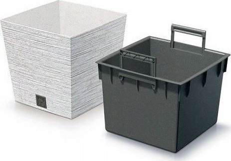 Prosperplast blomsterpotte med indsats Furu Square 29,5 cm hvid