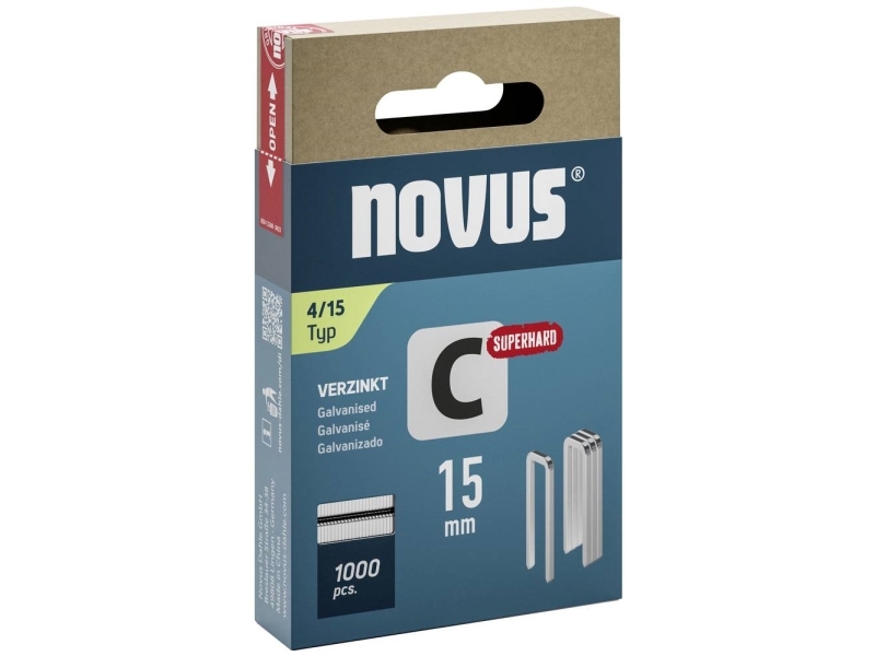 Kapeat niitit - tyyppi 4 1000 kpl Novus 042-0801 Mitat (L x S) 15 mm x 6,1 mm