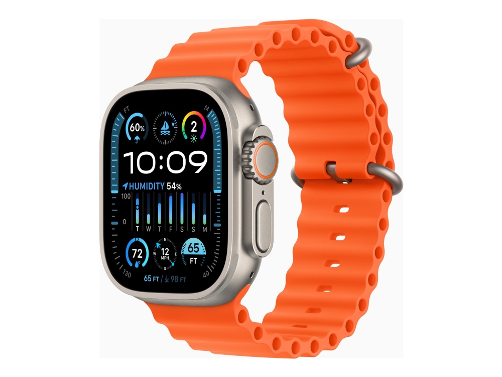 Apple Watch Ultra 2 - 49 Mm - Titanium - Smart Ur Med Ocean-Bånd - Fluoroelastomer - Orange - Håndledsstørrelse: 130-200 Mm - 64 Gb - Wi-Fi, Lte, Uwb