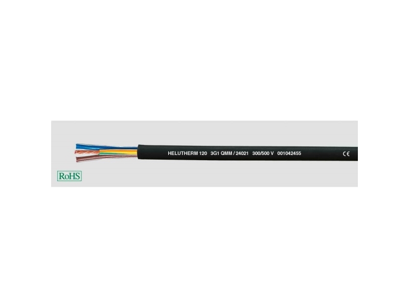 HELU HELUTHERM® 120 Højtemperaturkabel 2 x 0.50 mm² Sort 24002-500 500 m