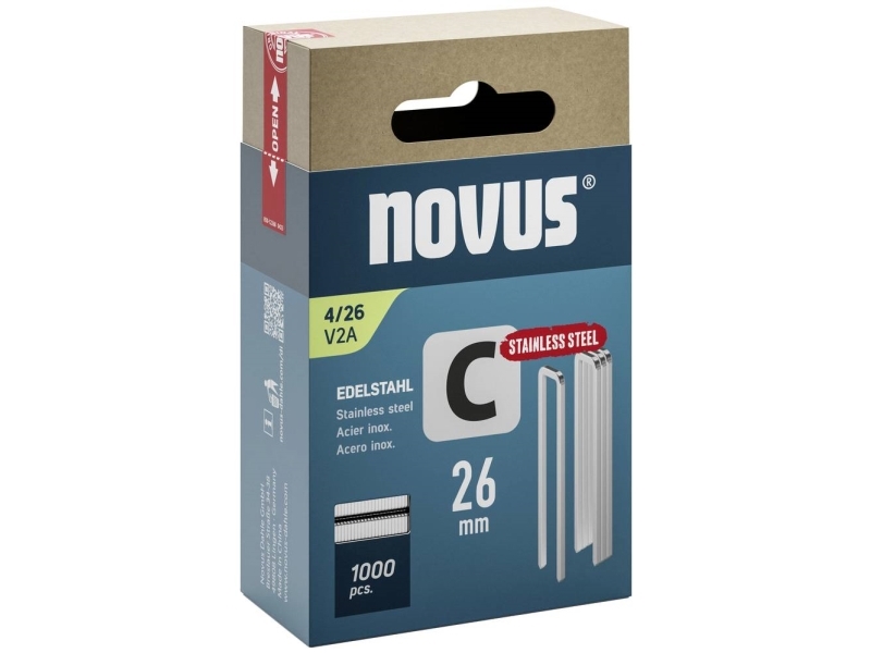 Novus Tools 042-0805 Smalrygklammer Type 4 1000 Stk Dimensioner (L X B) 26 Mm X 6.1 Mm