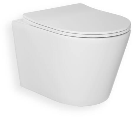 BLUE LABEL Matt White Rimfree hängande skål inkl. toalettsits med Soft Close &amp Quick Release-funktion - bultavstånd 180 mm - djup 490 mm | VVS Artiklar - Badrum - Tillbehör för toalett | GameStuff