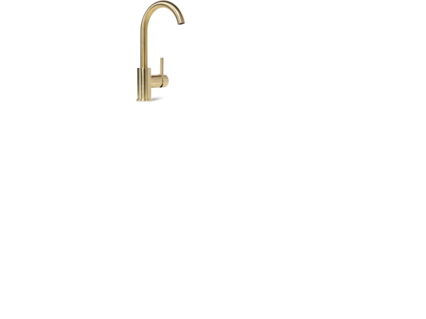 BLUE LABEL Engreppsblandare utan pop-up avfall - kallstartfunktion &amp 3/8 anslutningsslang - borstat guld - med svängbar C-topp | VVS Artiklar - Badrum - Tvättställsblandare | GameStuff