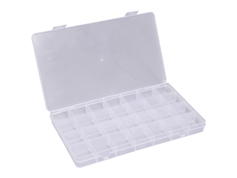 Quadrios 23SA090 Sortimentskasse (L x B x H) 22.6 x 13.4 x 2.2 cm Antal fag: 28 Fast underopdeling Indhold 1 stk