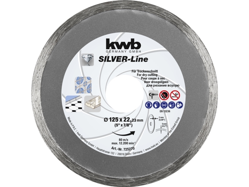 Kwb 725270, Skæreskive, Marmor, Flise, Keramisk, Alle Mærker, 2,22 Cm, 12,5 Cm, Rustfrit Stål