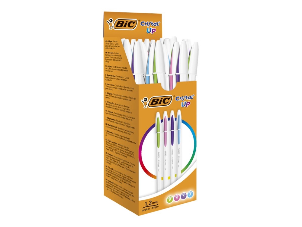 BIC Cristal UP - Kuglepen - pink, lysegrøn, lilla, turkisblå - 1.2 mm (pakke med 20)