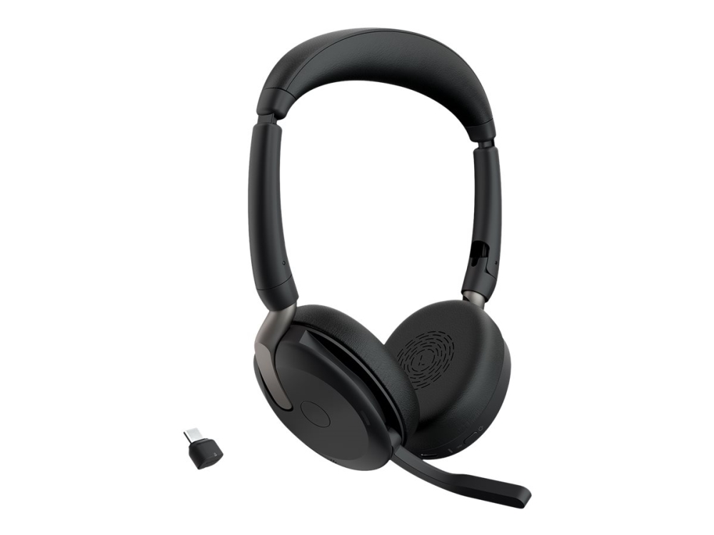 Jabra Evolve2 65 Flex Uc Stereo - Headset - På Øret - Bluetooth - Trådløs - Aktiv Støjfjerning - Usb-C - Sort - Optimeret Til Uc