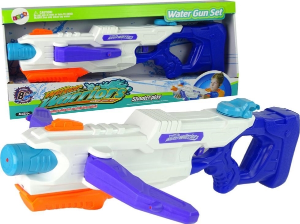 Lean Cars LeanToys Vattenpistol 1000 ml Vit och blå Uppfällbart handtag 60 cm Räckvidd 8 m | Utomhusleksaker - Glasögon & Dykmaske - Vattenpistoler | GameStuff