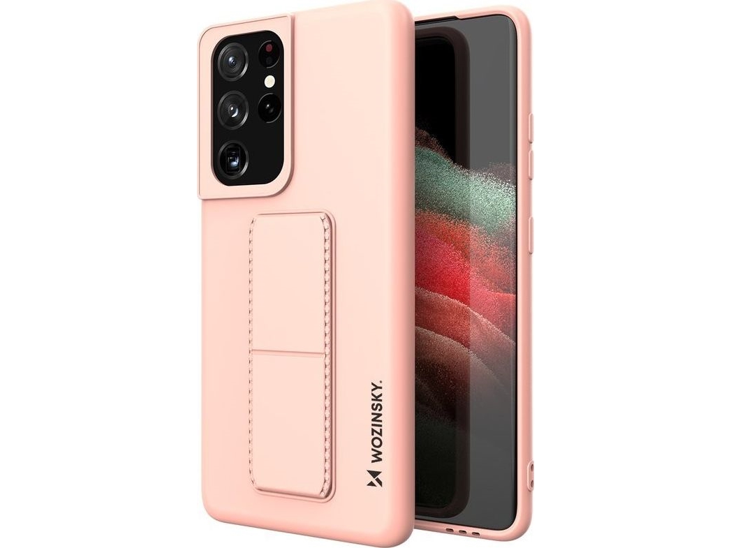 Wozinsky Wozinsky Kickstand Fodral Flexibelt Silikonfodral Med Stativ Samsung Galaxy S21 Ultra 5g Rosa