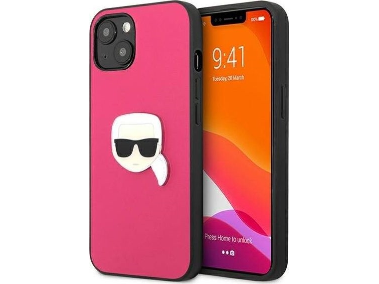 Karl Lagerfeld Leather Ikonik Karl's Head Metal Case Für Iphone 13 Mini - Pink