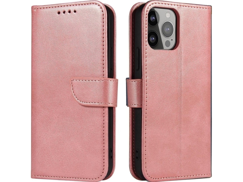 Hurtel Magnetfodral Samsung Galaxy S23 Fodral Med Klaff Plånbok Stativ Rosa