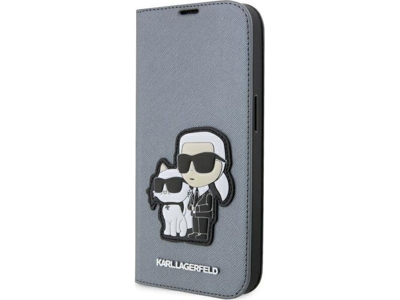 Karl Lagerfeld Klbkp14lsankcpg Iphone 14 Pro 6,1" Bookcase Silber/Silber Saffiano Karl & Choupette
