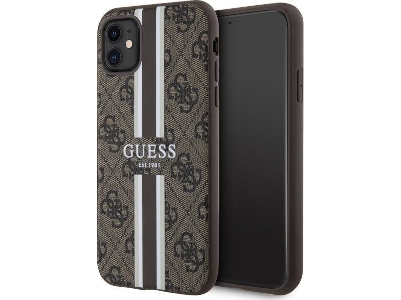 Guess Guhmn61p4rpsw Hårdt Cover Til Iphone 11 / Xr - Brun/Brun, 4G Trykte Striber Magsafe
