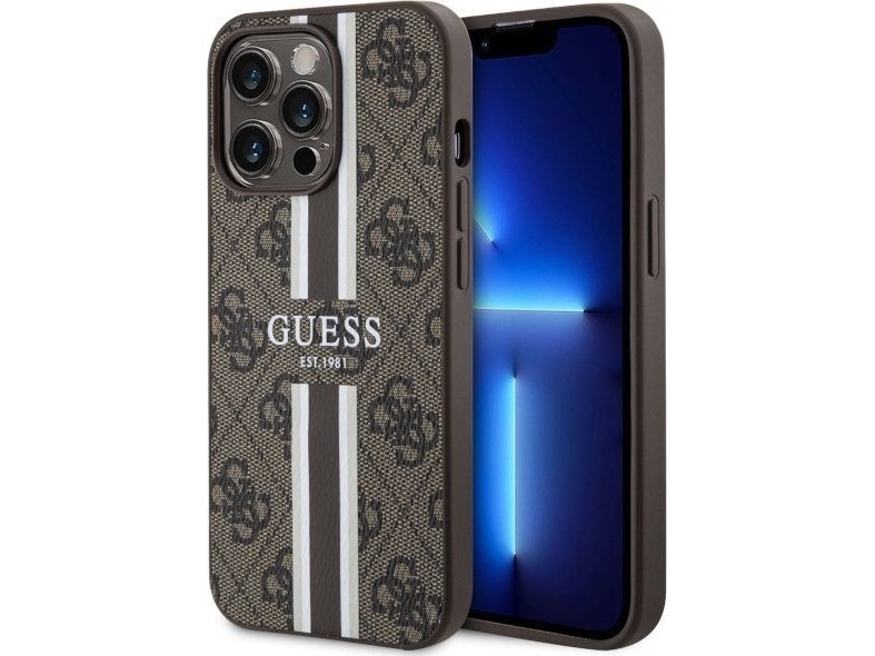 Apple Iphone 13 Pro Max Guess Dėklas 4G Printed Stripe Magsafe (Guhmp13xp4rpsw) Rudos Spalvos