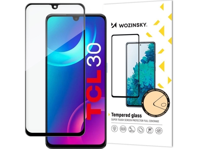 Wozinsky Gehärtetes Glas Full Glue Für Den Ganzen Bildschirm, Rahmenfreundlich Für Tcl 30, Schwarz