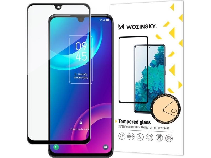 Wozinsky Gehärtete Glas-Schutzfolie Full Glue Für Den Ganzen Bildschirm, Casefreundlich Case Friendly Tcl 30 Plus (Schwarz)