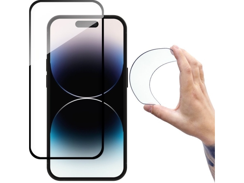 Wozinsky Wozinsky Full Cover Flexi Nano Glass Hærdet Glas Iphone 14 Pro Fleksibel Med Sort Ramme